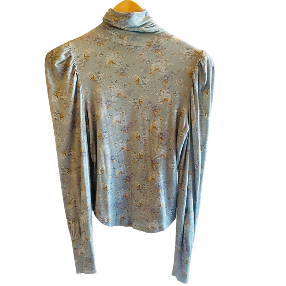 LOVESHACKFANCY Vienna Turtleneck Top in Sky Gray XS - Picture 6 of 9